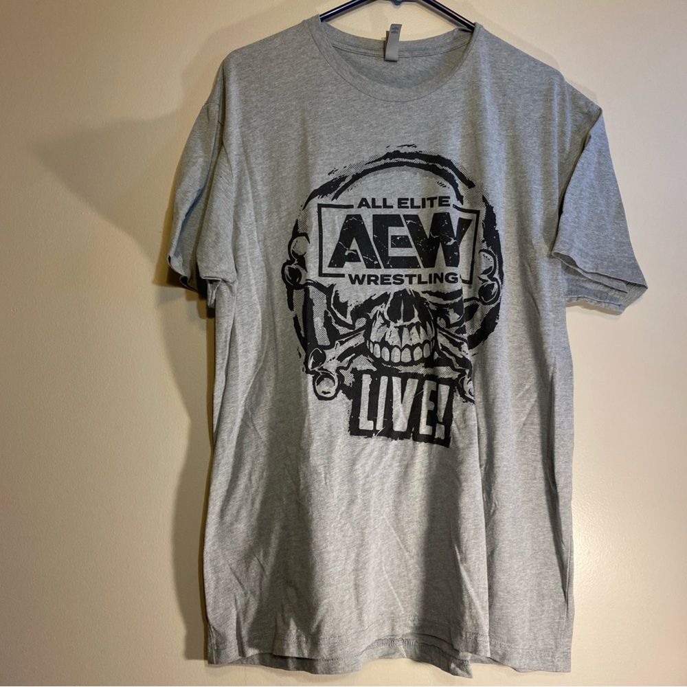 All Elite Wrestling Grey AEW Live Skull Short Sleeve‎ Tee XL